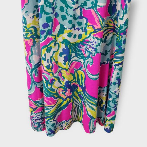 Lilly Pulitzer Melle Trapeze Tank Dress Sz Large Magneta Hottie Colorful Floral - Picture 3 of 11